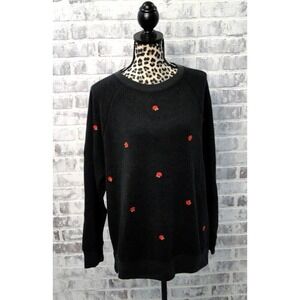 Victorias Secret Pink Sweater Medium Pullover Sweatshirt Embroidered‎ Roses
